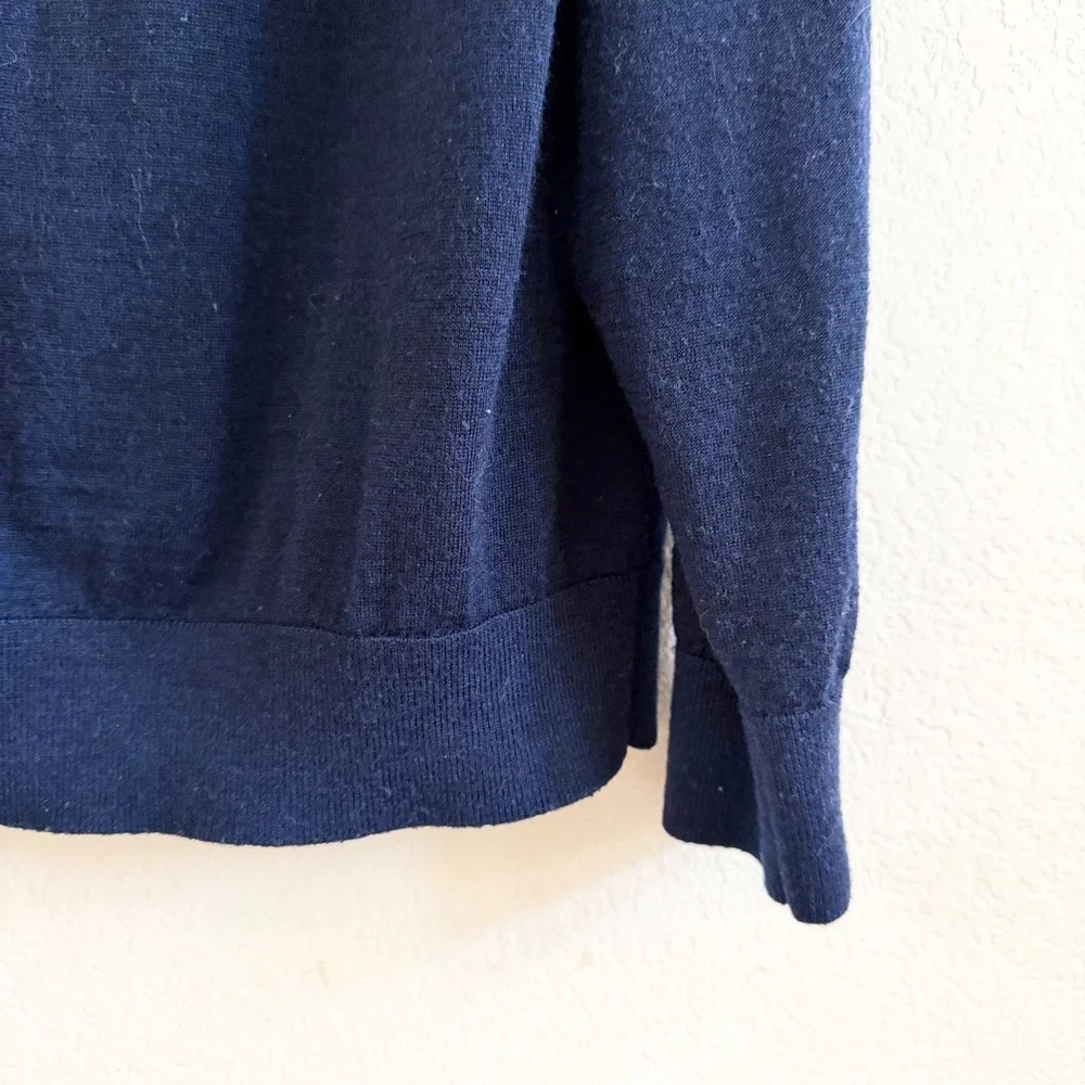 GAP Mens XL Navy Blue‎ 100% Merino Wool Quarter Zip Pullover Sweater Mock Neck